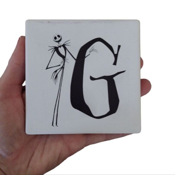The Nightmare Before Christmas 4 Letter "G" Monogram Tile Coasters Set NWT - Picture 3 of 12